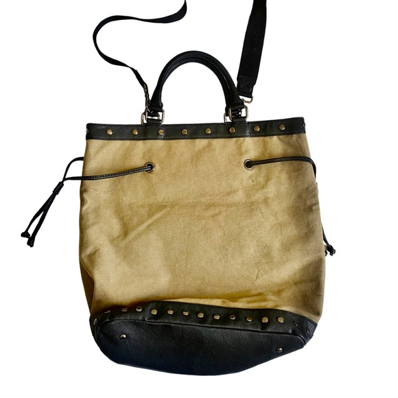 R&EM Rebecca Minkoff Canvas Vegan Leather Tote Bag - Picture 3 of 11